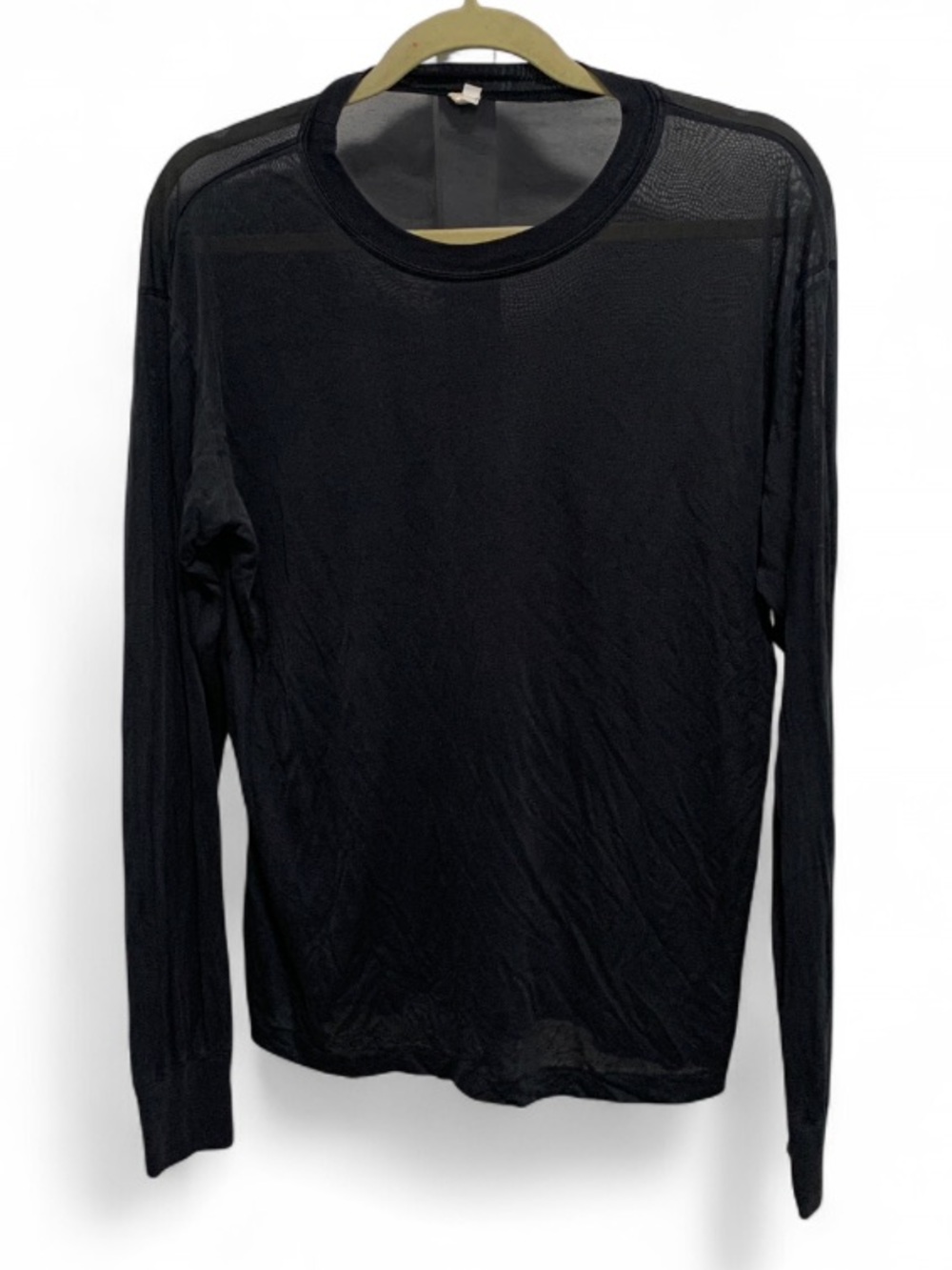 Under Silk Black Long-Sleeve 100% Silk Crew Neck Shirt